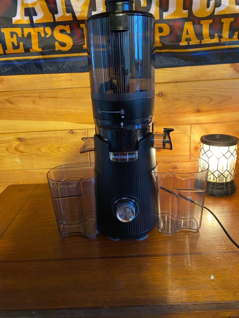 Acoqoos Slow Cold Press Juicer - Black with Clear Containers